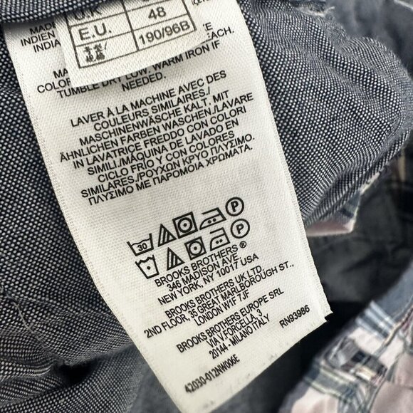 Brooks Brothers Bermuda Shorts Mens 38 Madras Plaid 100% Cotton Patchwork Preppy - Picture 11 of 11